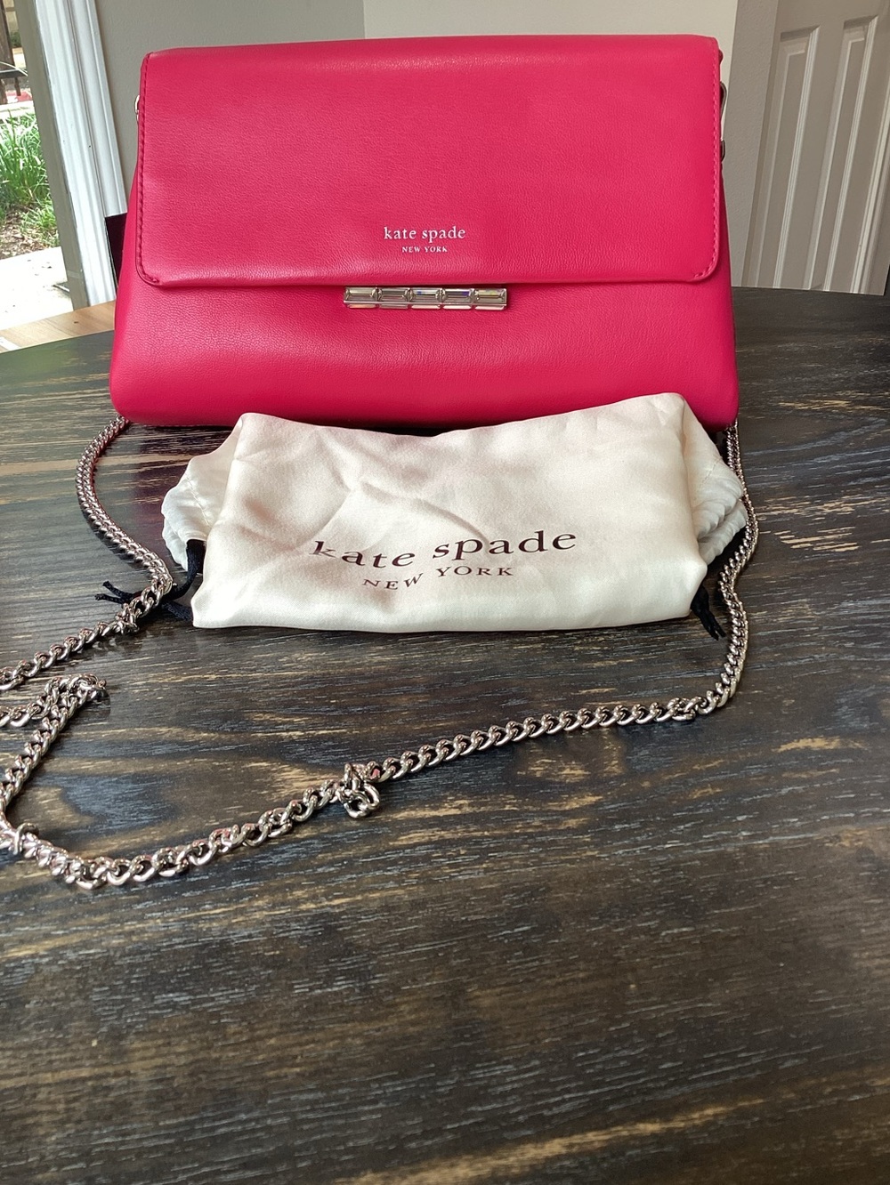 Kate Spade Grace Embellished Lock Pink Leather Crossbody